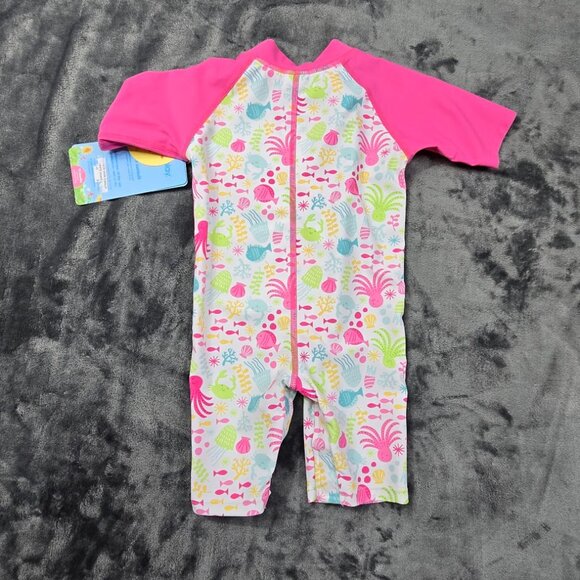 I Play Baby Swim Sunsuit 12 Months UPF 50 Ocean Print - Picture 2 of 7